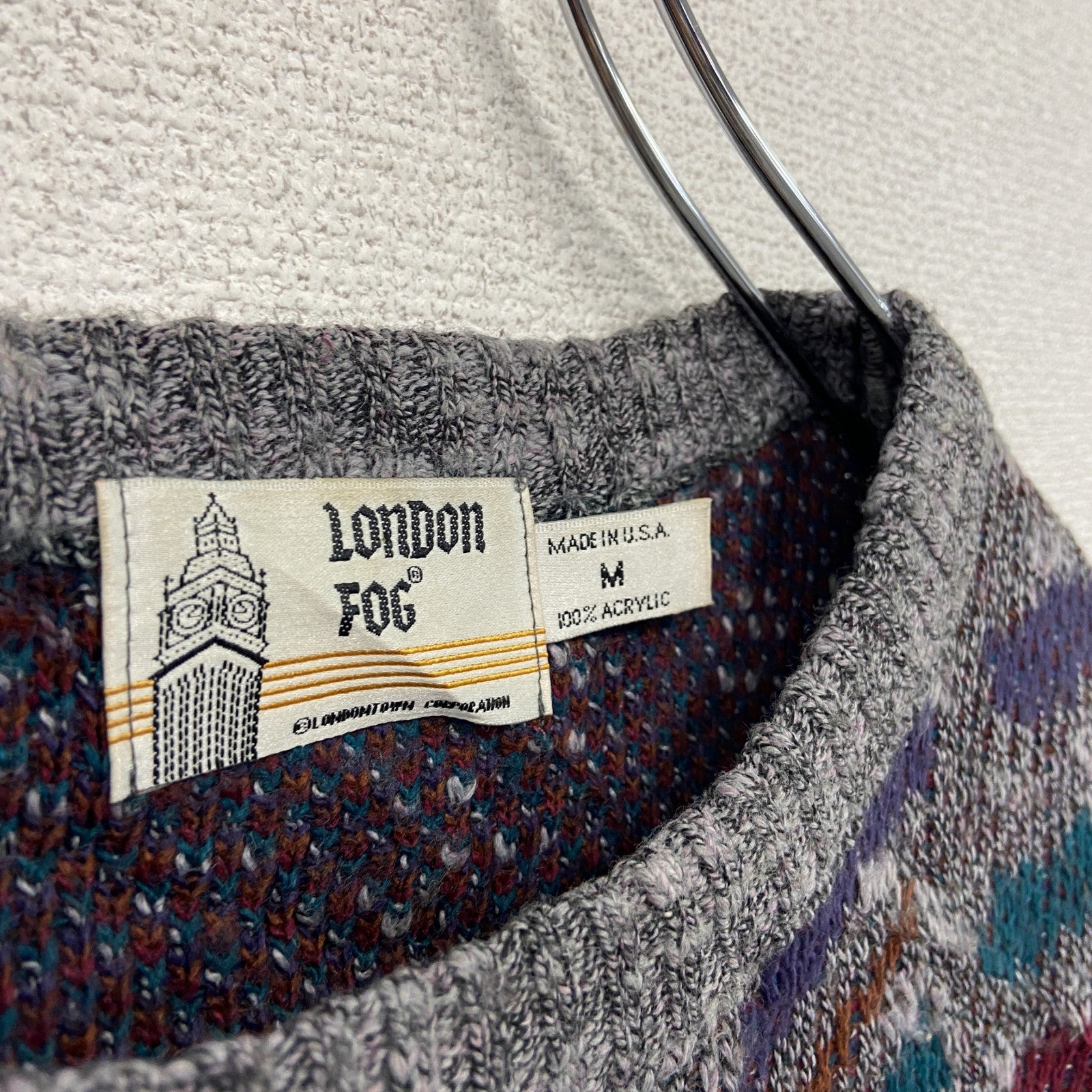 80s London fog ロンドンフォグ アクリルニットセーター 総柄