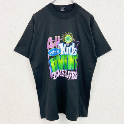 80s　FRUIT OF THE LOOM　半袖プリントTシャツ　ヴィンテージ　黒　ブラック　Lサイズ