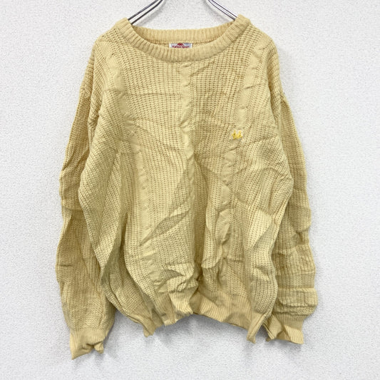 80s　kappa Sport　カッパ　ニットセーター　ユーロ　刺繍ロゴ　ヴィンテージ　黄色　イエロー　Lサイズ