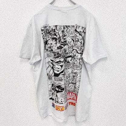 古着 used　半袖アニメプリントTシャツ　MARVEL　マーベル　白　ホワイト　両面プリント　クルーネック　XLサイズ