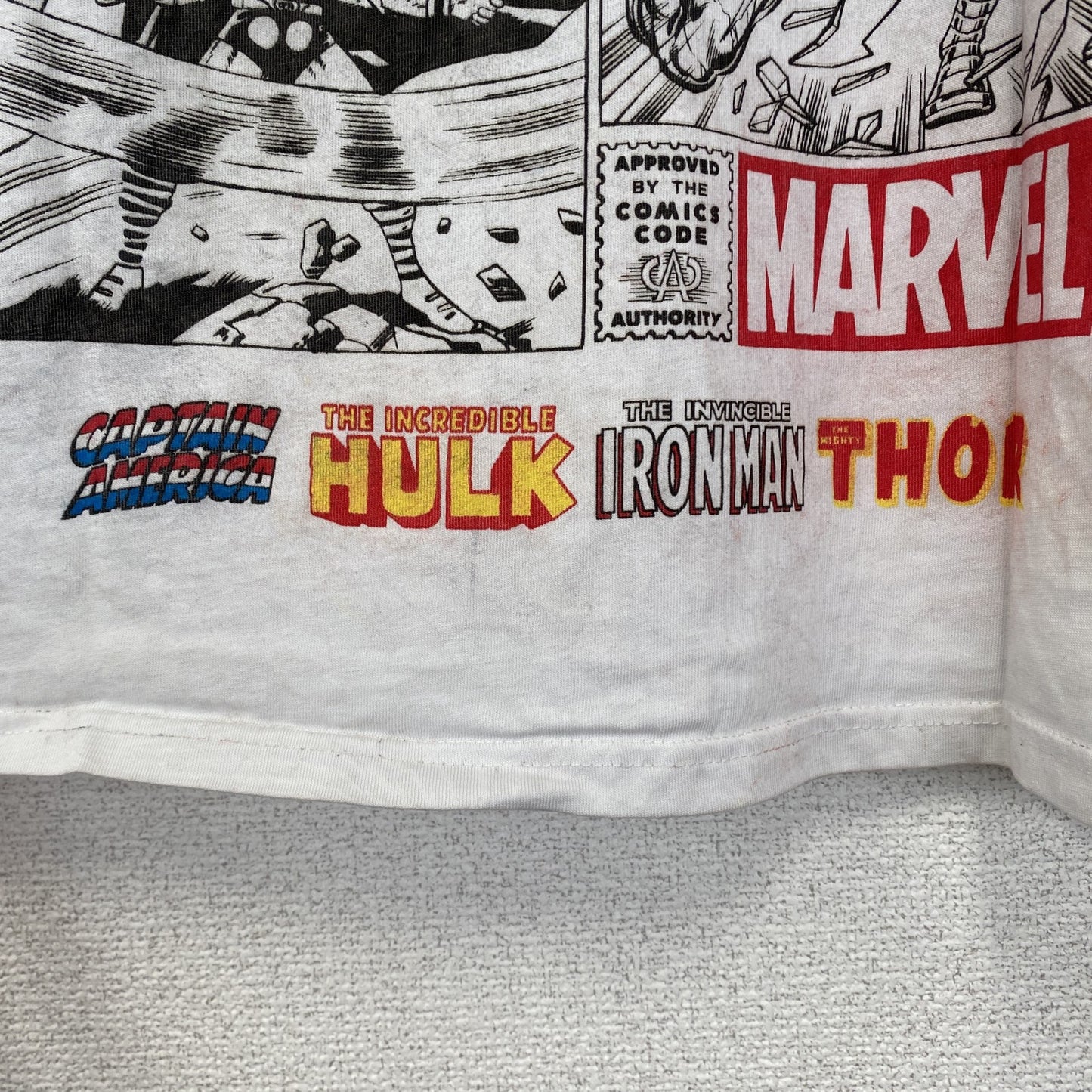 古着 used　半袖アニメプリントTシャツ　MARVEL　マーベル　白　ホワイト　両面プリント　クルーネック　XLサイズ