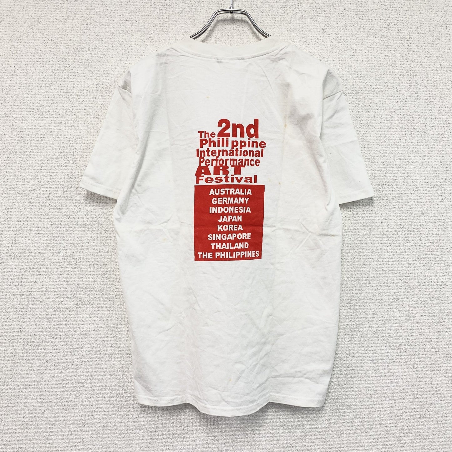 半袖プリントアートTシャツ　14連プリント　両面プリント　白　ホワイト　Lサイズ