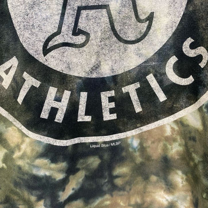 古着 used　半袖ロゴプリントTシャツ　アスレチックス　プロ野球　ATH　MLB　タイダイ　グリーン　XLサイズ