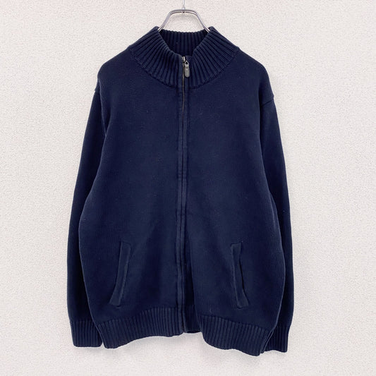 L.L.Bean　エルエルビーン　フルジップコットンニットセーター　紺　ネイビー　Lサイズ