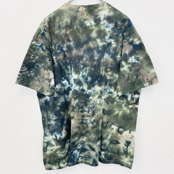古着 used　半袖ロゴプリントTシャツ　アスレチックス　プロ野球　ATH　MLB　タイダイ　グリーン　XLサイズ