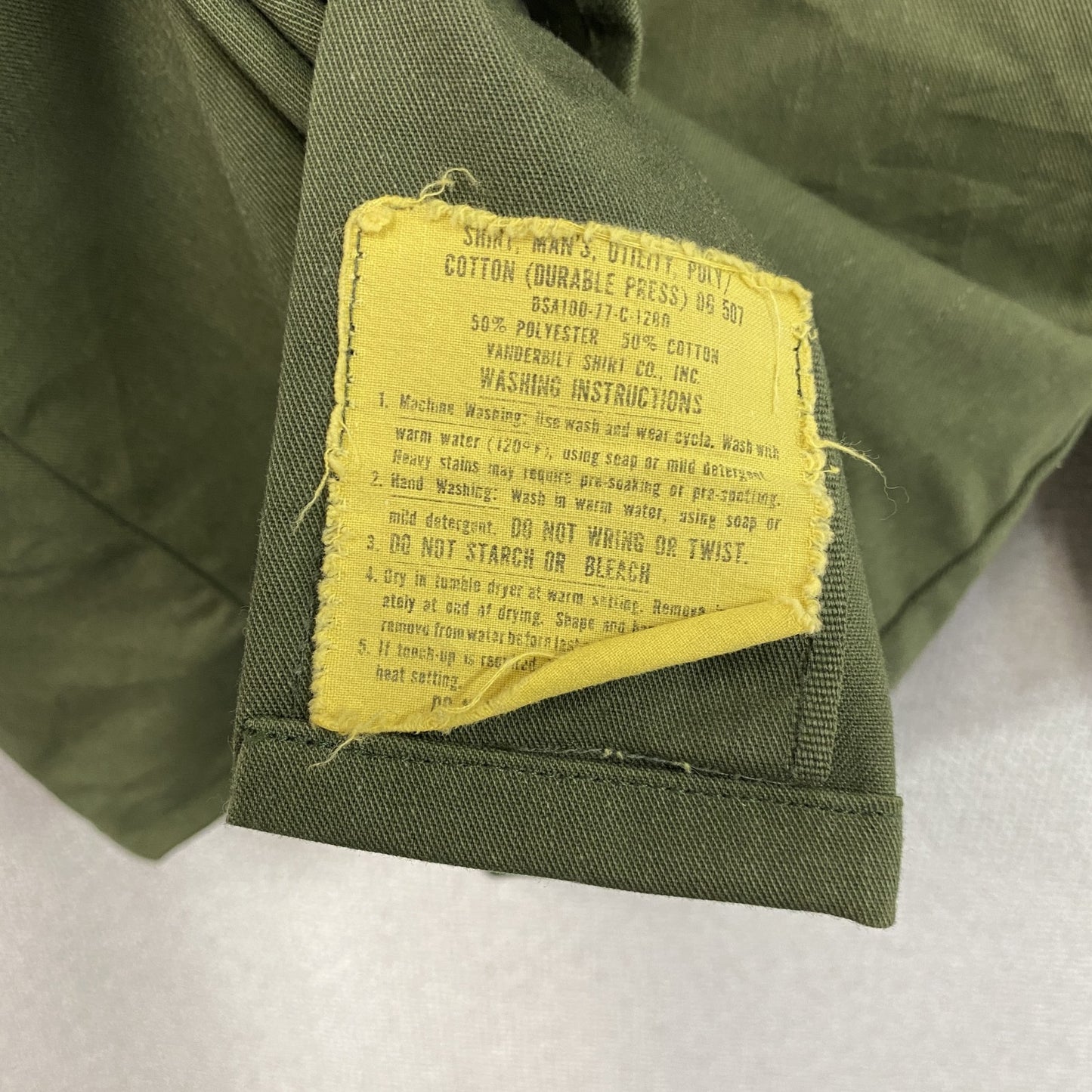 70s　U.S.ARMY　米軍　長袖ミリタリーシャツ　ユーティリティシャツ　フェード　ヴィンテージ　カーキ