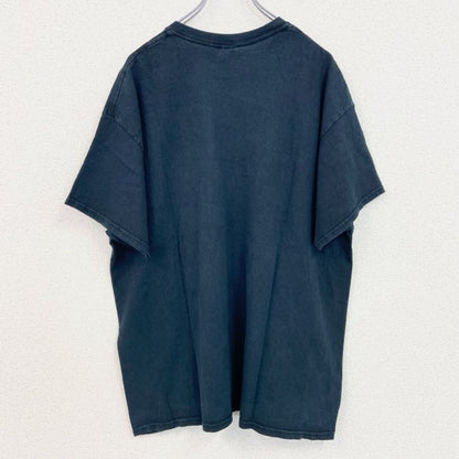 古着 used　半袖プリントTシャツ　レトロデザイン　クルーネック　バンド　ギター　楽器　黒　ブラック　XLサイズ