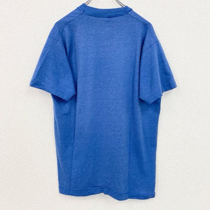 古着 used　半袖プリントTシャツ　90s　ヴィンテージ　レトロデザイン　クルーネック　シングルステッチ　青　ブルー　XLサイズ
