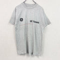 古着 used　半袖プリントTシャツ　90s　ヴィンテージ　企業ロゴ　レトロデザイン　クルーネック　シングルステッチ　灰　グレー
