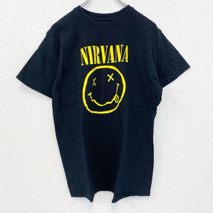 古着 used　半袖バンドプリントTシャツ　ニルヴァーナ　音楽　ロック　黒　ブラック　定番　クルーネック　レトロデザイン　Lサイズ