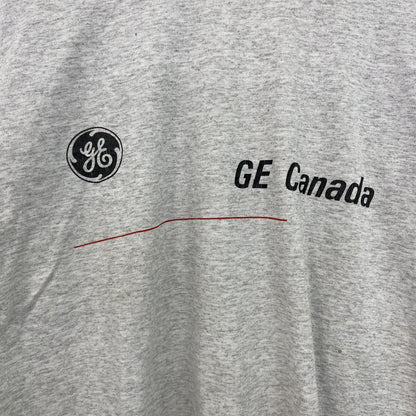 古着 used　半袖プリントTシャツ　90s　ヴィンテージ　企業ロゴ　レトロデザイン　クルーネック　シングルステッチ　灰　グレー