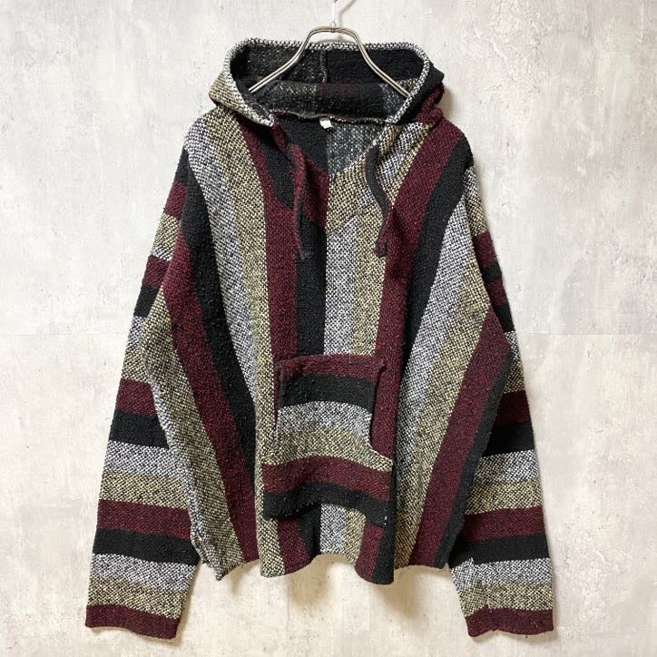 古着 used　長袖メキシカンパーカー　ニット　セーター　プルオーバー　オーバーサイズ　ヴィンテージ　vintage　XXLサイズ