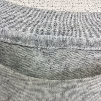 古着 used　半袖プリントTシャツ　90s　ヴィンテージ　企業ロゴ　レトロデザイン　クルーネック　シングルステッチ　灰　グレー