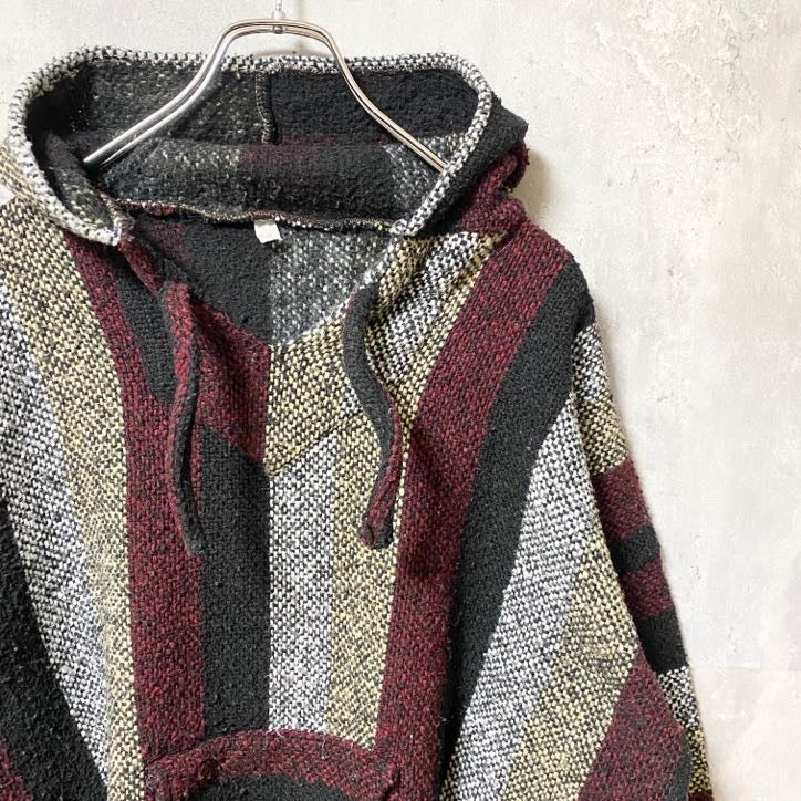 古着 used　長袖メキシカンパーカー　ニット　セーター　プルオーバー　オーバーサイズ　ヴィンテージ　vintage　XXLサイズ