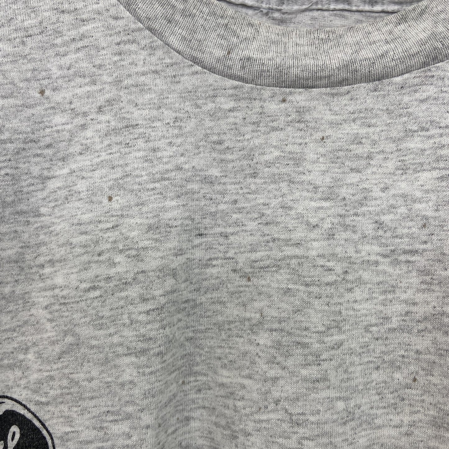 古着 used　半袖プリントTシャツ　90s　ヴィンテージ　企業ロゴ　レトロデザイン　クルーネック　シングルステッチ　灰　グレー