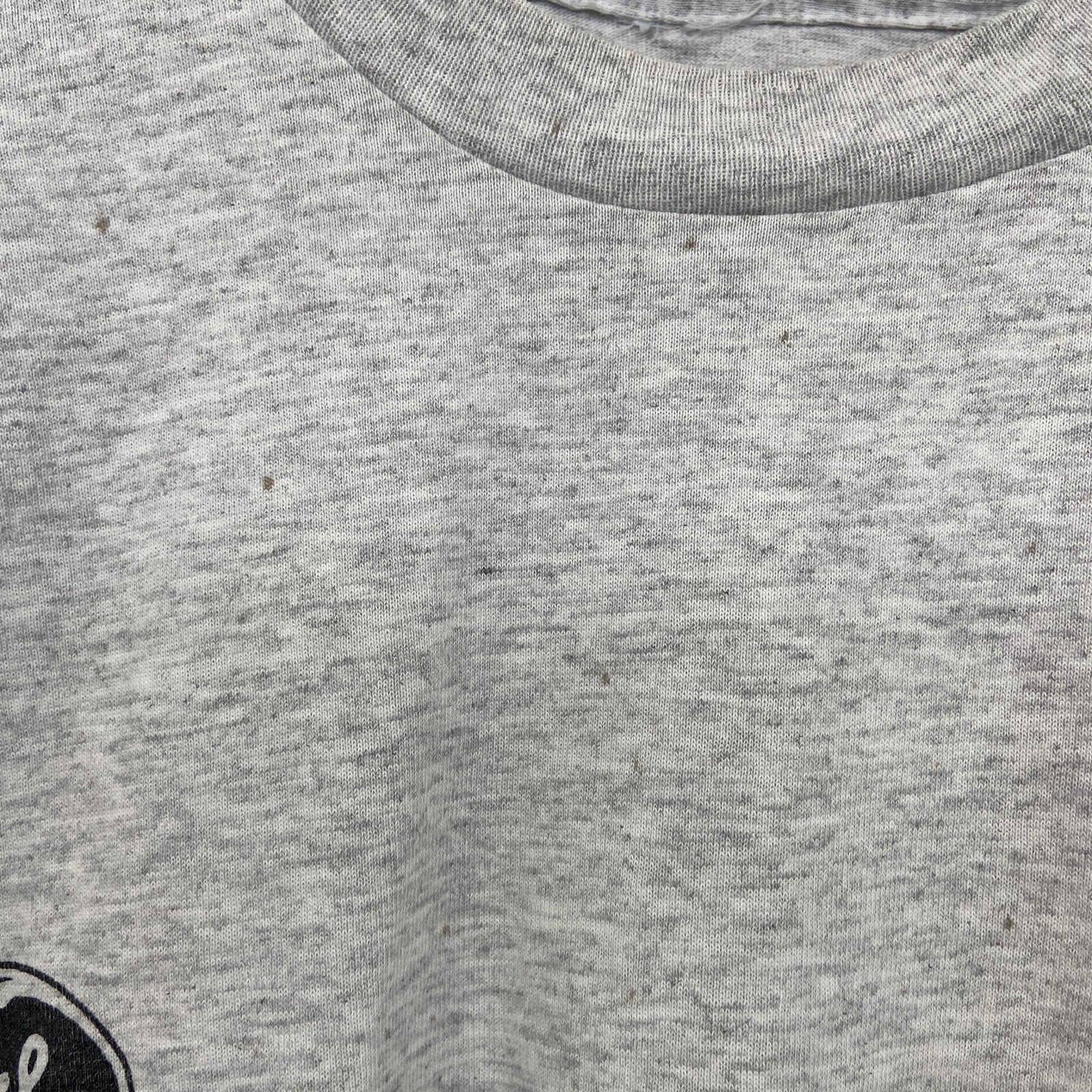 古着 used　半袖プリントTシャツ　90s　ヴィンテージ　企業ロゴ　レトロデザイン　クルーネック　シングルステッチ　灰　グレー