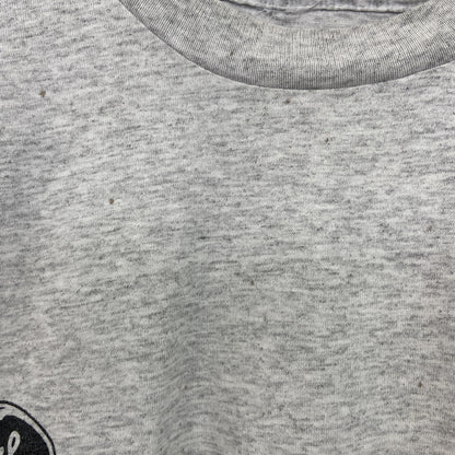 古着 used　半袖プリントTシャツ　90s　ヴィンテージ　企業ロゴ　レトロデザイン　クルーネック　シングルステッチ　灰　グレー