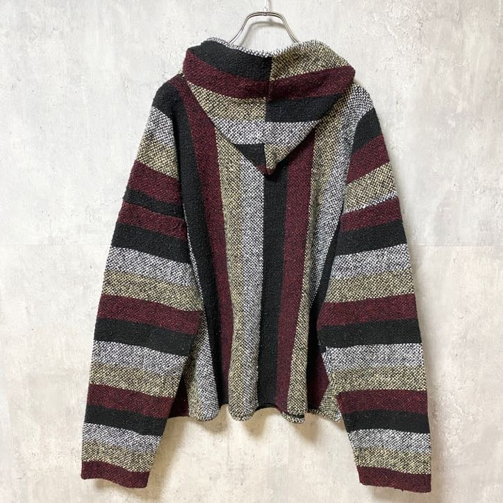 古着 used　長袖メキシカンパーカー　ニット　セーター　プルオーバー　オーバーサイズ　ヴィンテージ　vintage　XXLサイズ