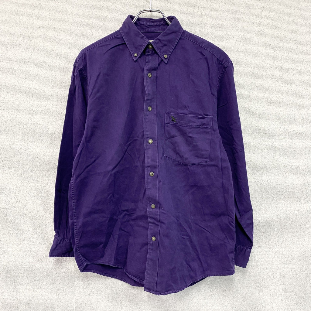 Eddie Bauer　エディーバウアー　長袖ボタンダウンシャツ　刺繍ロゴ　紫　パープル　XSサイズ