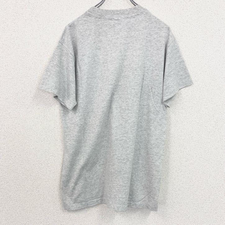 古着 used　半袖プリントTシャツ　90s　ヴィンテージ　企業ロゴ　レトロデザイン　クルーネック　シングルステッチ　灰　グレー
