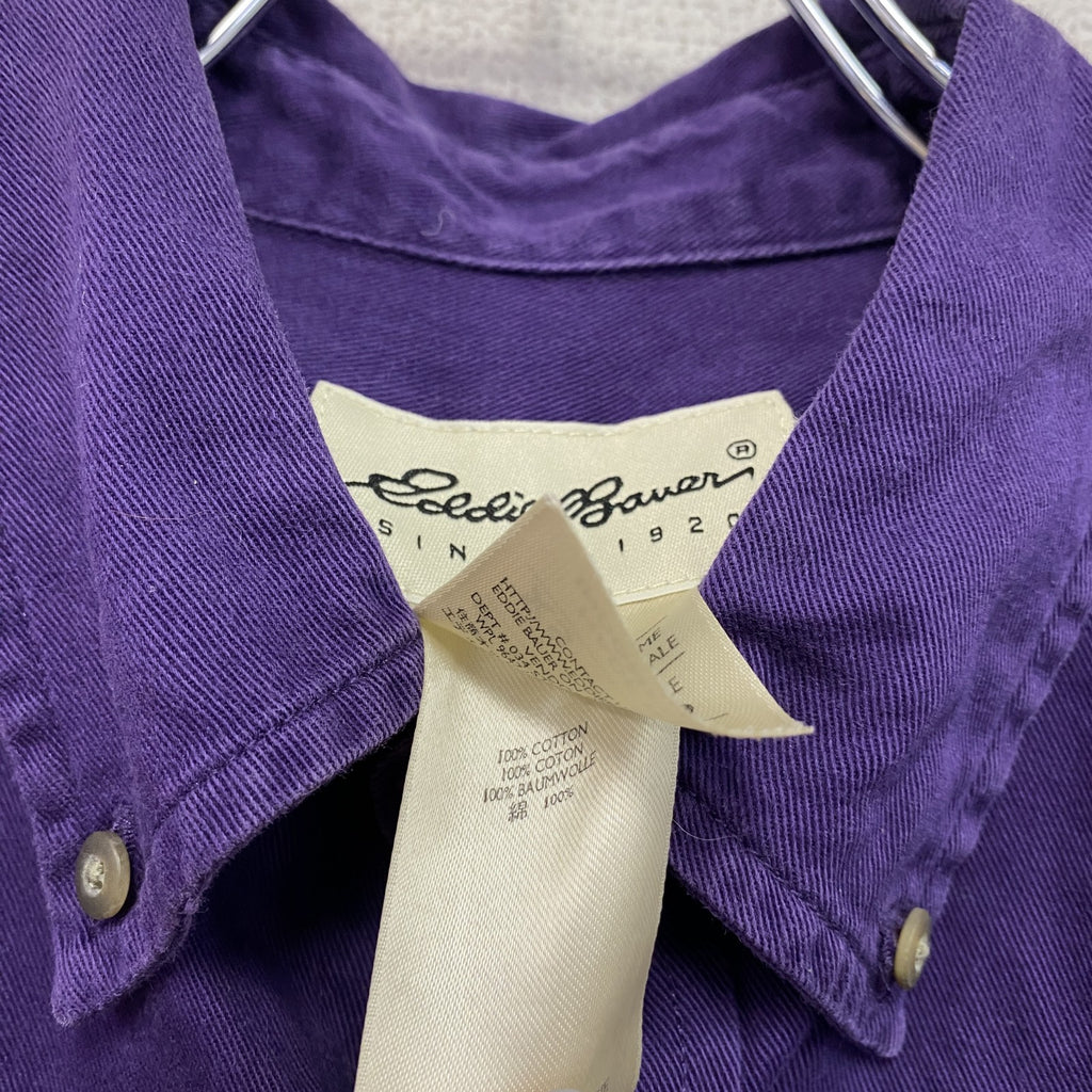 Eddie Bauer　エディーバウアー　長袖ボタンダウンシャツ　刺繍ロゴ　紫　パープル　XSサイズ
