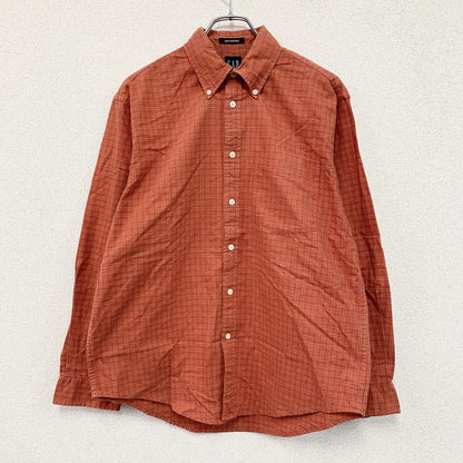 GAP　ギャップ　長袖ボタンダウンシャツ　オックスフォードシャツ　チェック柄　オレンジ　XSサイズ