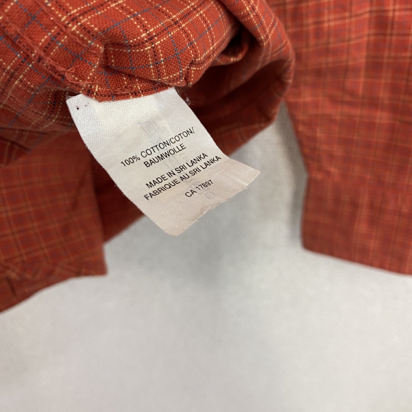 GAP　ギャップ　長袖ボタンダウンシャツ　オックスフォードシャツ　チェック柄　オレンジ　XSサイズ