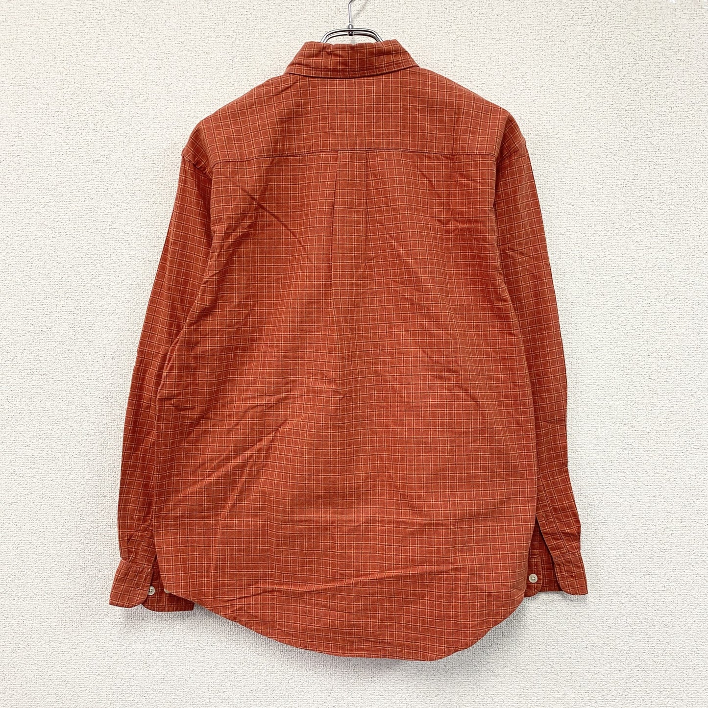 GAP　ギャップ　長袖ボタンダウンシャツ　オックスフォードシャツ　チェック柄　オレンジ　XSサイズ