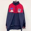 ～90s　GAME　SPORTSWEAR LTD　ハーフジップナイロンプルオーバー　星条旗　ヴィンテージ　レッド　ネイビー　Lサイズ