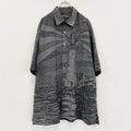 古着 used　OUTKAST　半袖総柄シャツ　レトロデザイン　幾何学模様　個性的　アート　グレー　XXLサイズ