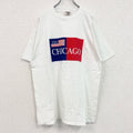 古着 used　半袖プリントTシャツ　90s　CHIKAGO　USA　クルーネック　シングルステッチ　白　ホワイト　XLサイズ