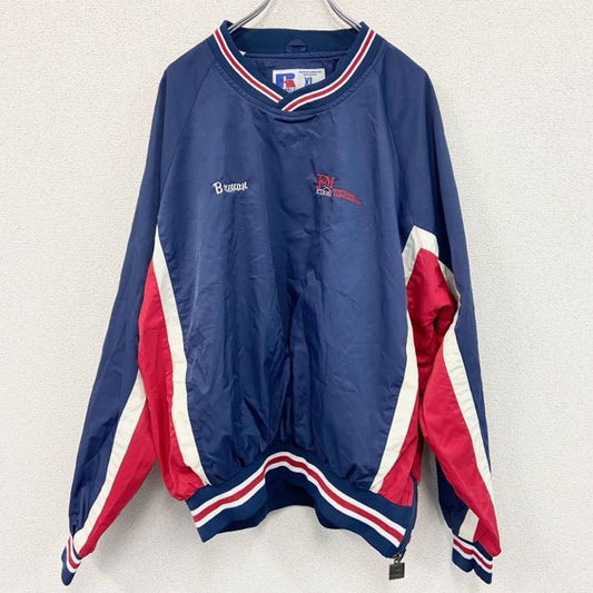 90s～　RUSSELL ATHLETIC　ラッセル　ナイロンプルオーバー　ヴィンテージ　紺　ネイビー　XLサイズ