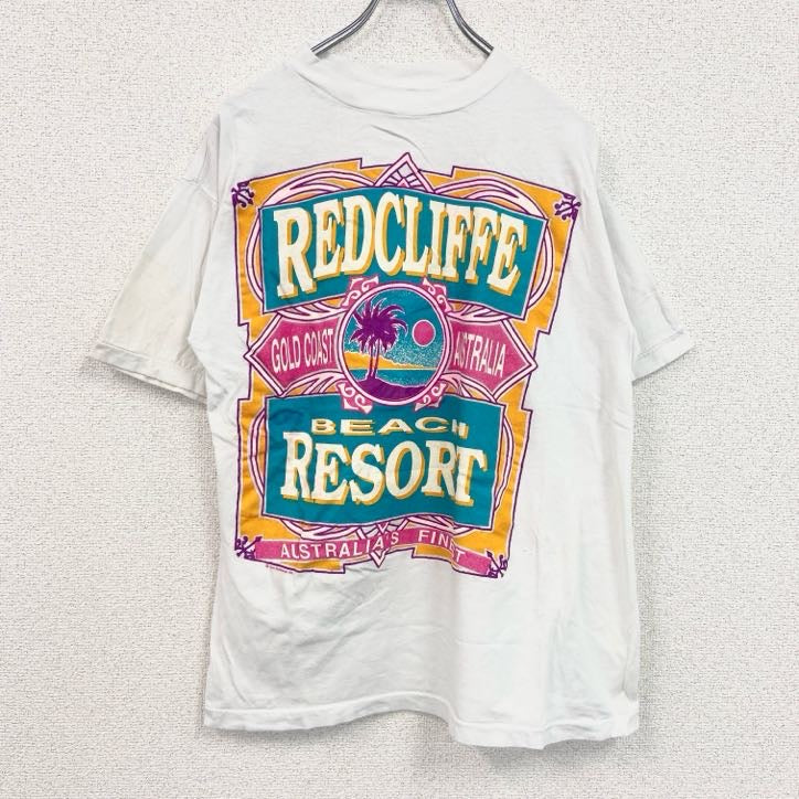 古着 used　半袖プリントTシャツ　90s　リゾート　ビーチ　レトロ　クルーネック　シングルステッチ　白　ホワイト　Mサイズ
