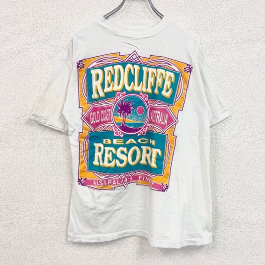 古着 used　半袖プリントTシャツ　90s　リゾート　ビーチ　レトロ　クルーネック　シングルステッチ　白　ホワイト　Mサイズ