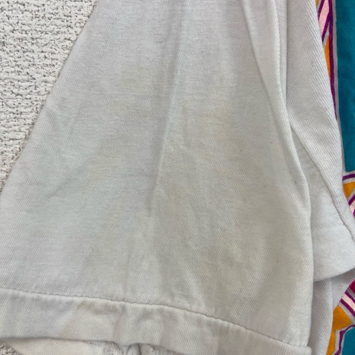 古着 used　半袖プリントTシャツ　90s　リゾート　ビーチ　レトロ　クルーネック　シングルステッチ　白　ホワイト　Mサイズ