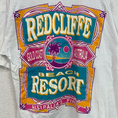 古着 used　半袖プリントTシャツ　90s　リゾート　ビーチ　レトロ　クルーネック　シングルステッチ　白　ホワイト　Mサイズ