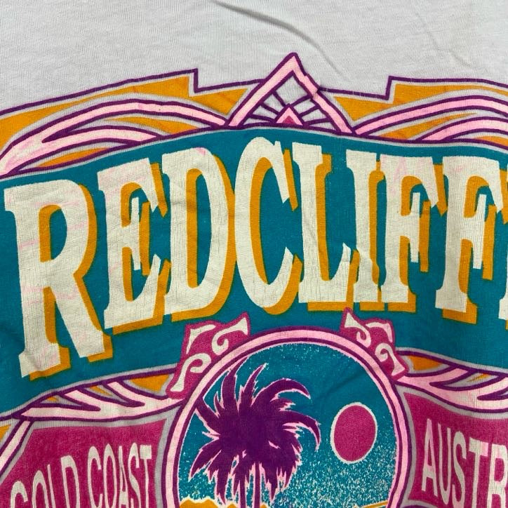 古着 used　半袖プリントTシャツ　90s　リゾート　ビーチ　レトロ　クルーネック　シングルステッチ　白　ホワイト　Mサイズ