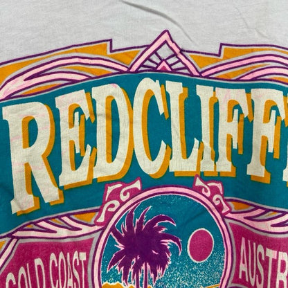 古着 used　半袖プリントTシャツ　90s　リゾート　ビーチ　レトロ　クルーネック　シングルステッチ　白　ホワイト　Mサイズ
