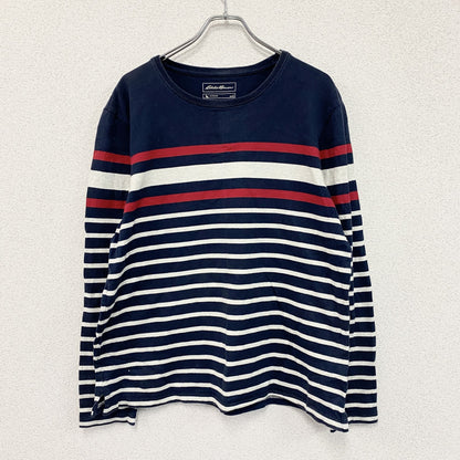 Eddie Bauer　エディーバウアー　長袖Tシャツ/ロンT　ボーダー　紺　ネイビー　Lサイズ　