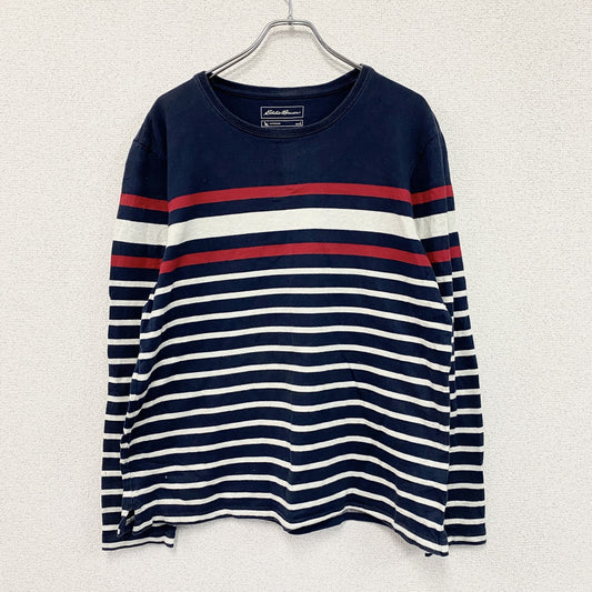 Eddie Bauer　エディーバウアー　長袖Tシャツ/ロンT　ボーダー　紺　ネイビー　Lサイズ　