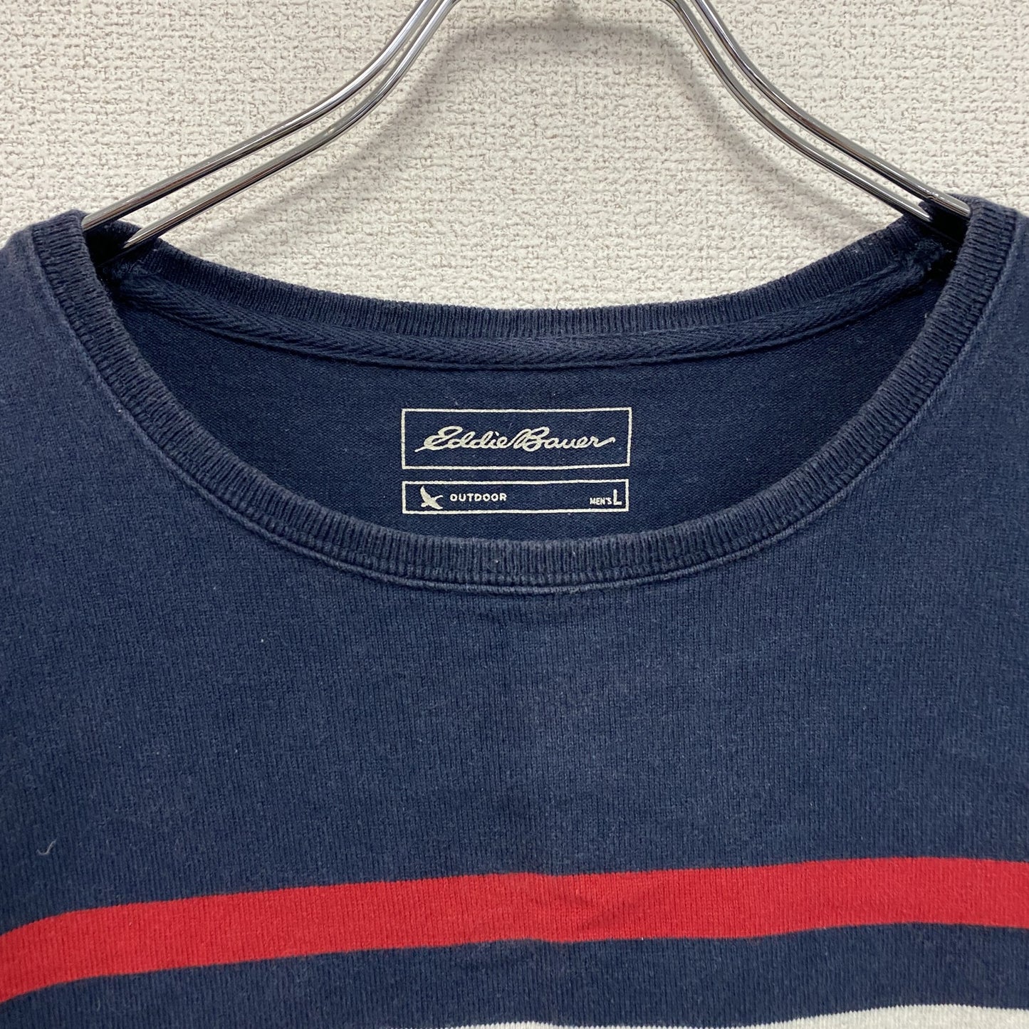 Eddie Bauer　エディーバウアー　長袖Tシャツ/ロンT　ボーダー　紺　ネイビー　Lサイズ　