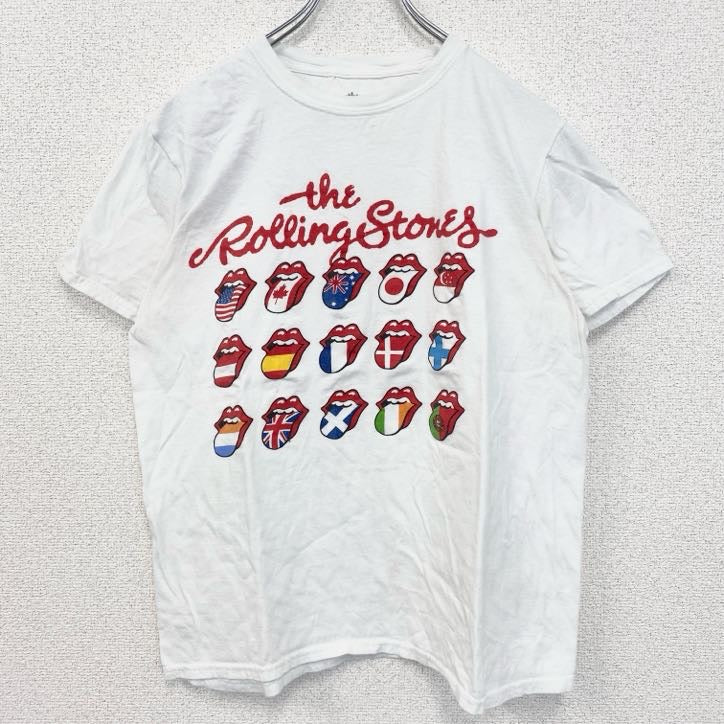 古着 used　半袖バンドプリントTシャツ　音楽　ローリングストーンズ　定番　ロック　白　ホワイト　Mサイズ