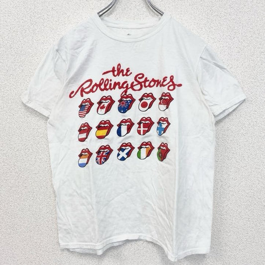 古着 used　半袖バンドプリントTシャツ　音楽　ローリングストーンズ　定番　ロック　白　ホワイト　Mサイズ