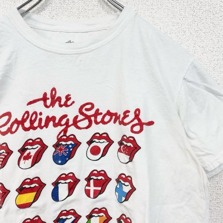 古着 used　半袖バンドプリントTシャツ　音楽　ローリングストーンズ　定番　ロック　白　ホワイト　Mサイズ