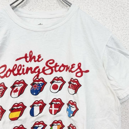 古着 used　半袖バンドプリントTシャツ　音楽　ローリングストーンズ　定番　ロック　白　ホワイト　Mサイズ