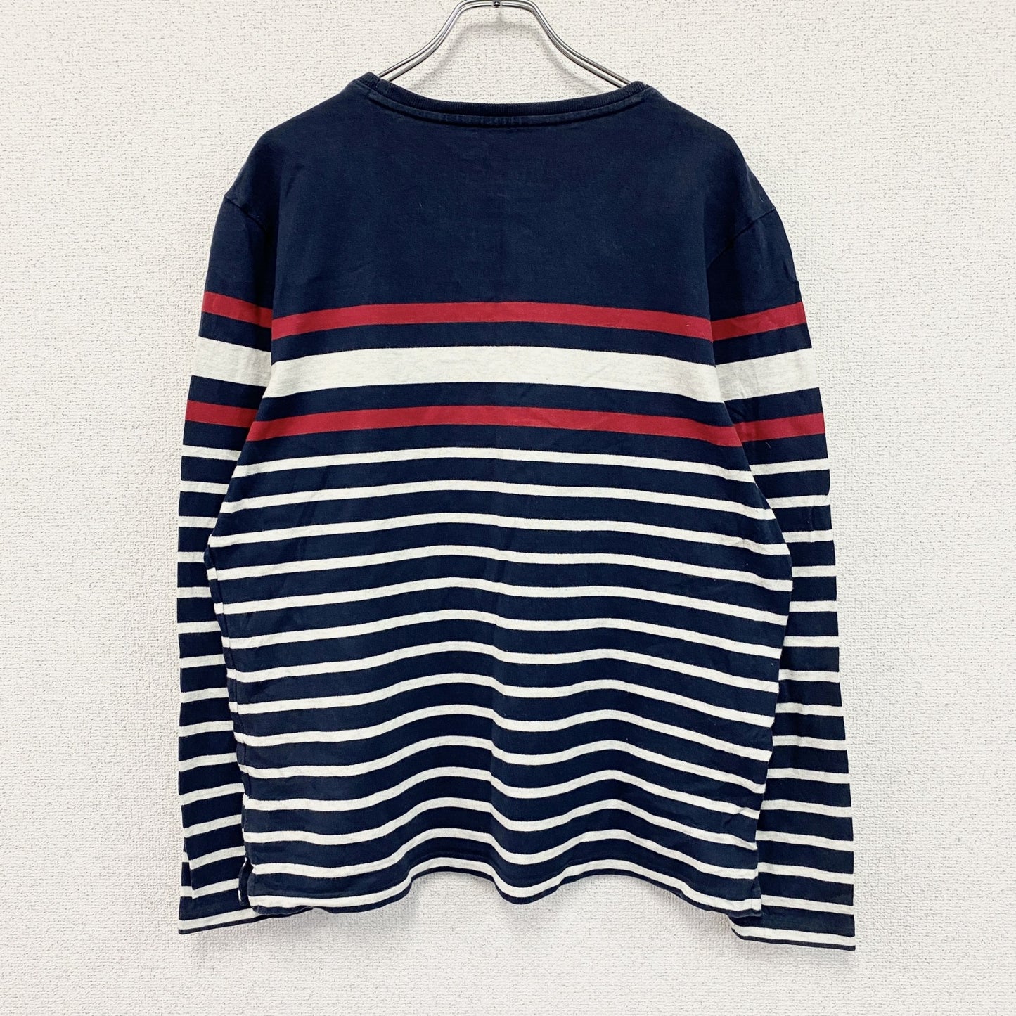 Eddie Bauer　エディーバウアー　長袖Tシャツ/ロンT　ボーダー　紺　ネイビー　Lサイズ　