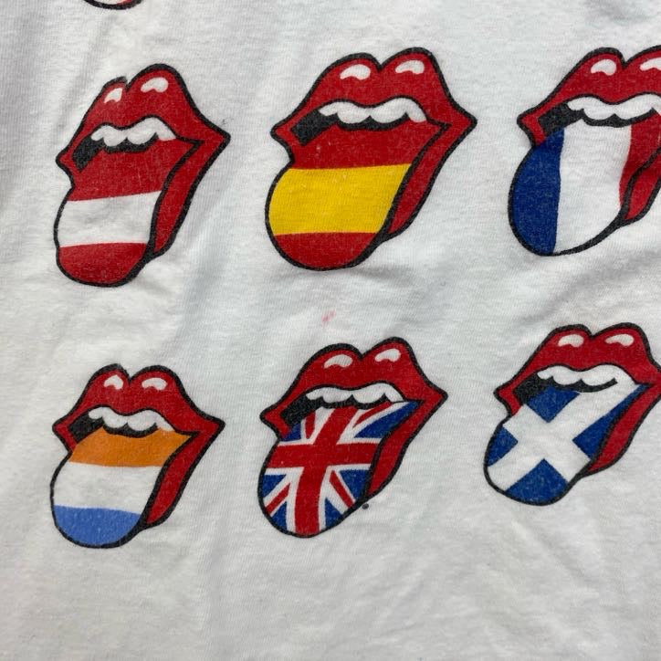 古着 used　半袖バンドプリントTシャツ　音楽　ローリングストーンズ　定番　ロック　白　ホワイト　Mサイズ
