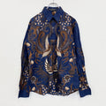 古着 used　SARTORIALE　半袖総柄シャツ　アート　ベージュ　オーバーサイズ　花柄　フラワー　Lサイズ