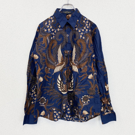古着 used　SARTORIALE　半袖総柄シャツ　アート　ベージュ　オーバーサイズ　花柄　フラワー　Lサイズ