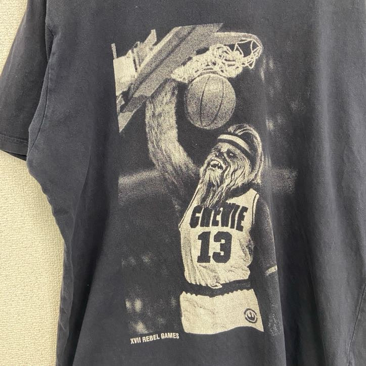 古着 used　CNK　半袖スポーツプリントTシャツ　バスケットボール　レトロデザイン　クルーネック　黒　ブラック　XLサイズ